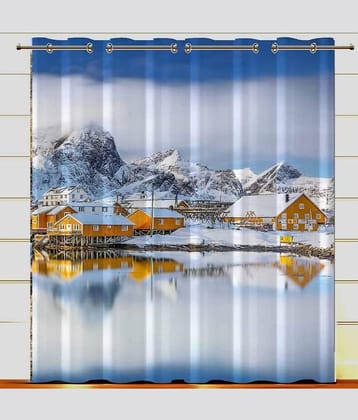 Sai Arpan Abstract Blackout Eyelet Curtain 7 ft ( Pack of 1 ) - Multi Color