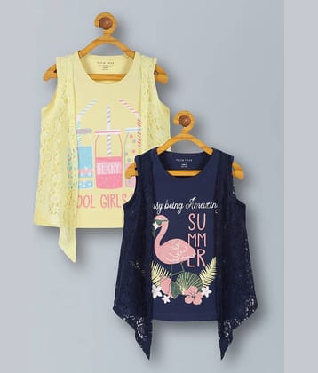 PLUM TREE Pack of 2 Girls 100% Cotton Top ( Yellow )