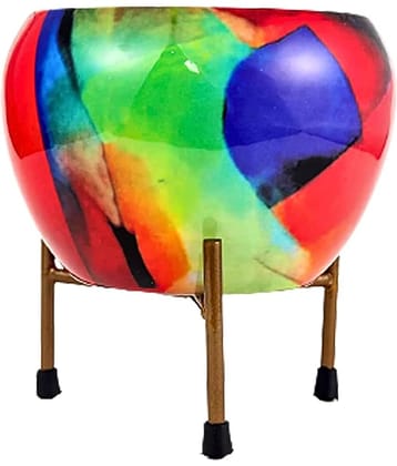 HOMSSY - Multicolor Metal Decorative Pots ( Pack of 1 )