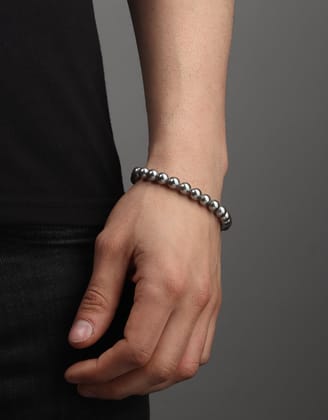 Metallic Grey Pearl Bracelet-Grey