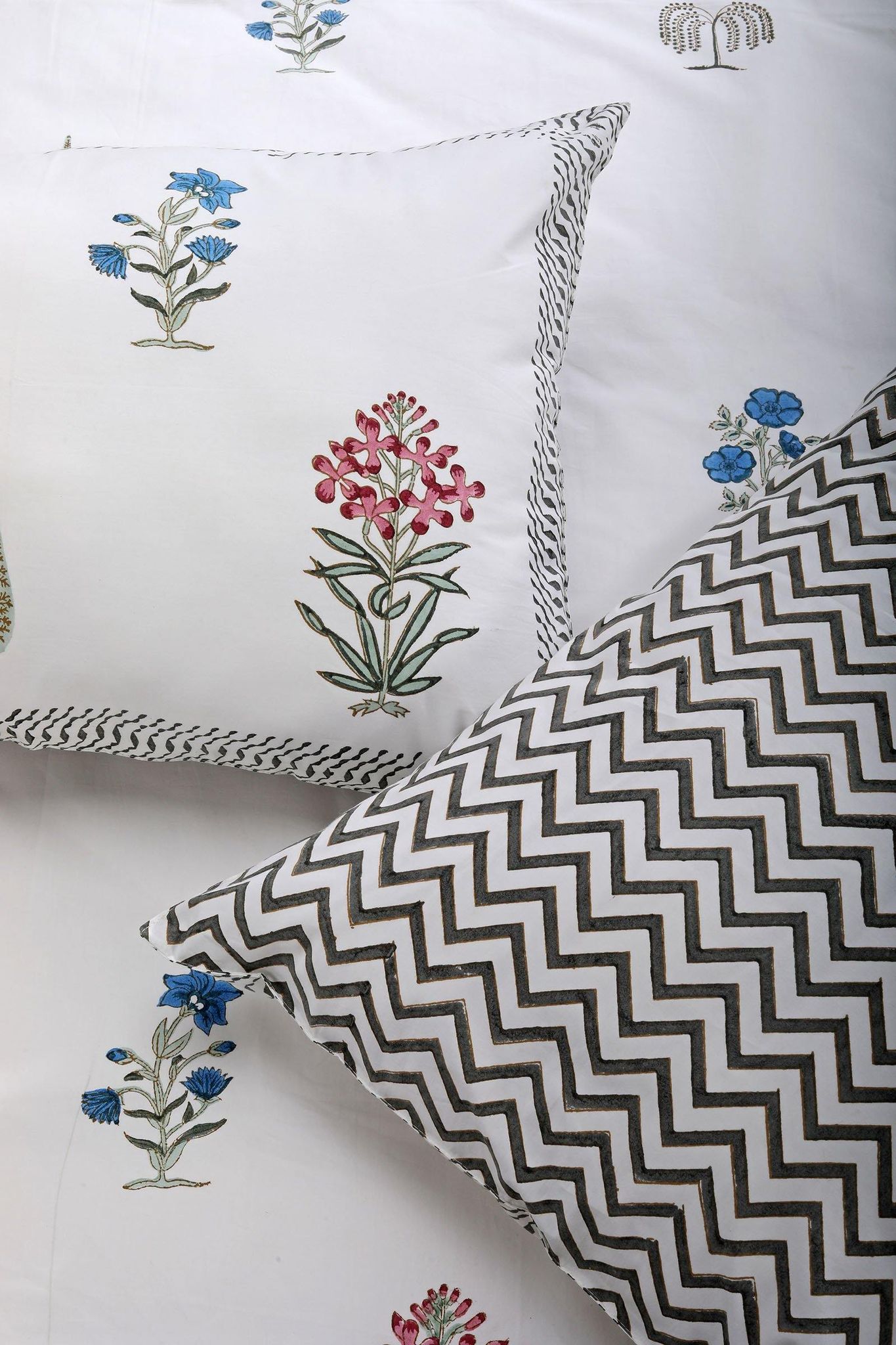 Chevron Garden Cotton Percale Bedsheet-Double - 90 x 108 in / Green / Green