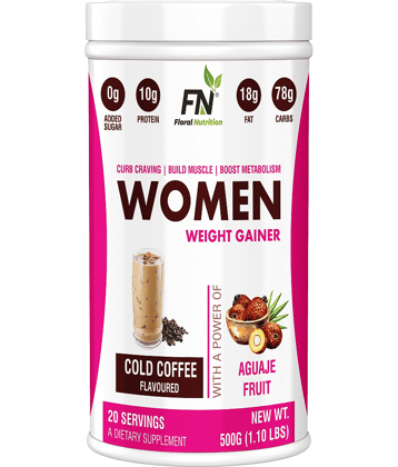 Floral Nutrition Women Super Weight Gainer with Vitamins & Minerals Protein Shake 500 gm Cold Coffee
