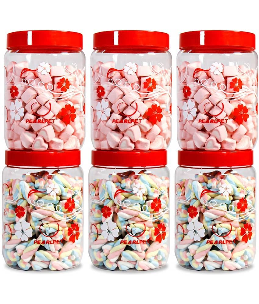 PearlPet - Red Plastic Spice Container ( Set of 6 ) - 2400 ml