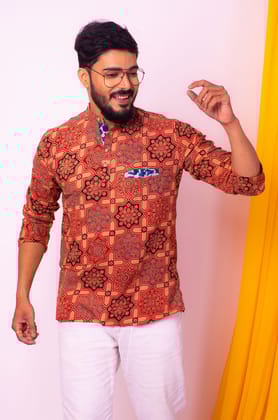 Choco Ajrakh Shirt-M