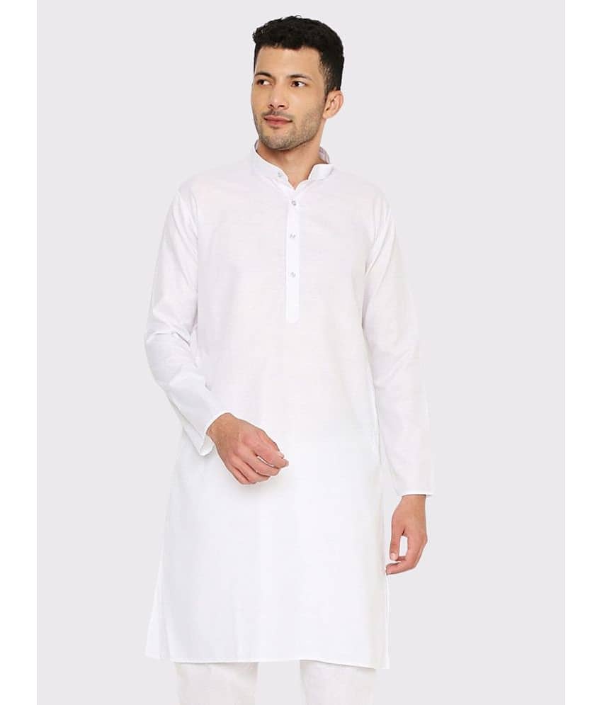 Maharaja - White Cotton Blend Men's Regular Kurta ( Pack of 1 )
