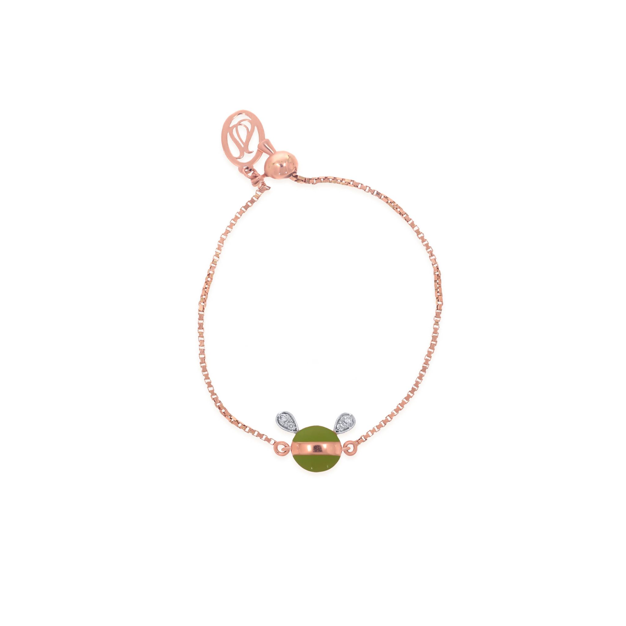 Senco Gold Wonder Mickey Kids Diamond Bracelet (2 gram / 0.04 Ct / HI-SI / 14K Rose Gold)
