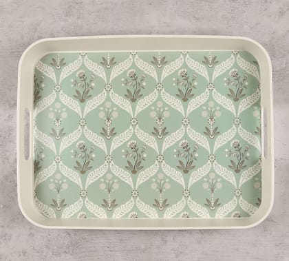 India Circus Mulberry Blooming Dahlia Rectangle Small Bamboo Tray