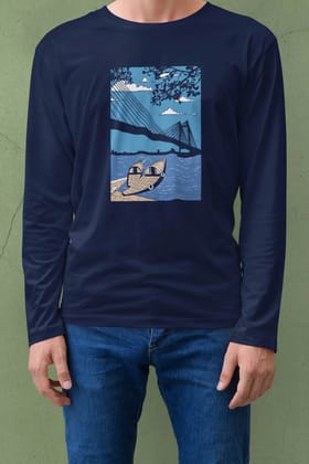 amr shohor | Bong Full sleeve T-shirt | Navy-navy / Small