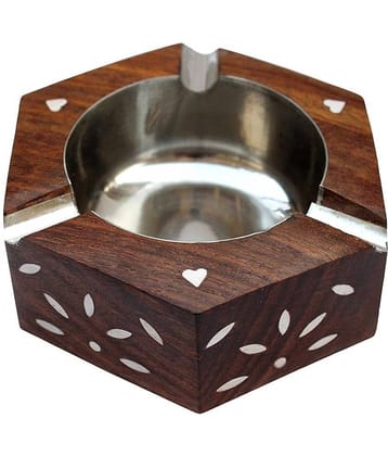 Desi Karigar Handmade Wooden Ashtray Hexagon Shape For Home Office Car Gifts