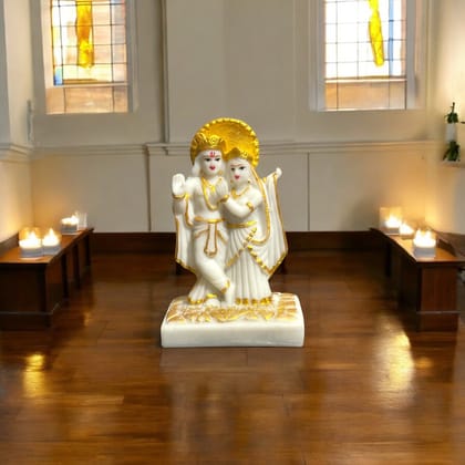 Radha Krishan Cute Idol Best for Home Office Temple  H -15 cm-Composite Marble