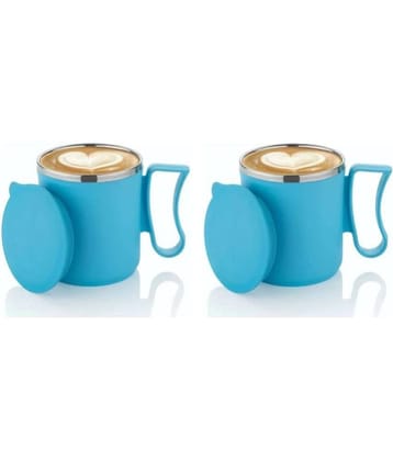 Dynore - Navy Blue Steel Coffee Mug ( Pack of 2 )