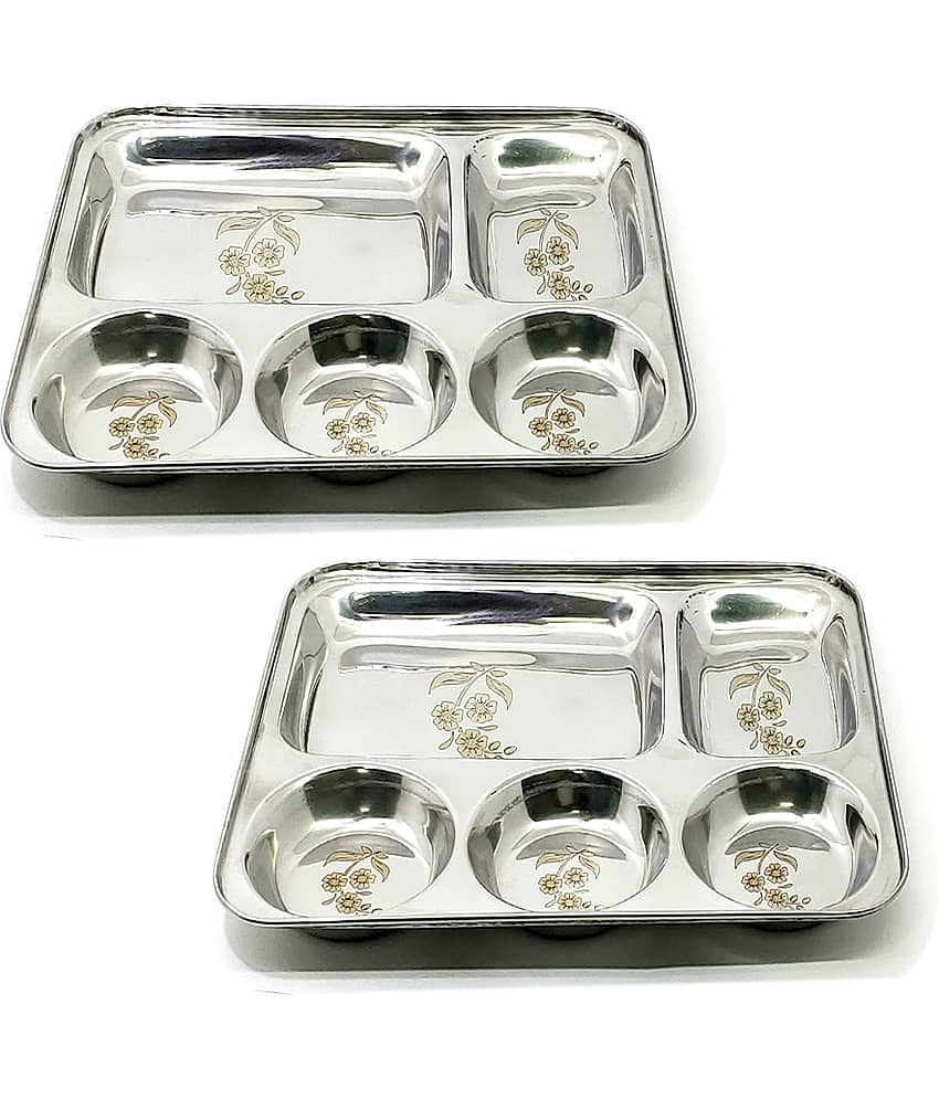 bartan hub 2 Pcs Stainless Steel Silver Full Plate