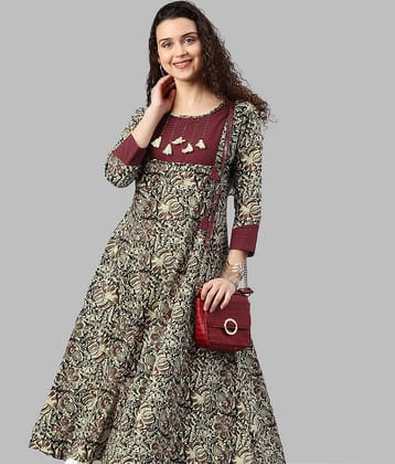 Yash Gallery - Multicolor Cotton Women's Flared Kurti ( Pack of 1 )