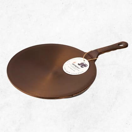 Aarogyam Cast Iron Roti /Chapati Tawa with Long Handle 10 inch (25 cm) | Pre-Seasoned | Non-Toxic | Concave Botton | Naturally Non-Stick | Compatible with Gas Stove - Perfect for crispy parathas and rotis (Colour - Black) by Aarogyam - The Cast Iron Shop