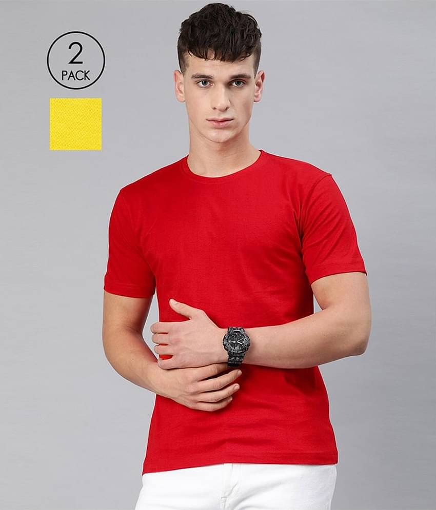 Be Awara - Multicolor Cotton Relaxed Fit Men's T-Shirt ( Pack of 2 )