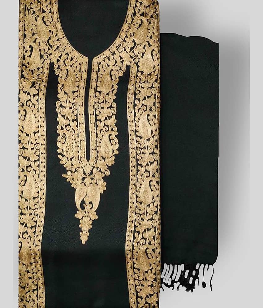 KASHMIRI Black Woollen Dress Material