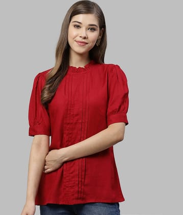 Yash Gallery Women's Rayon Regular Top ( Maroon )