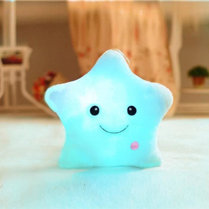 Twinkle Star Glowing LED Night Light Plush Pillows Stuffed Toys (Available in Blue, Pink, Purple, Yellow, White)-Blue