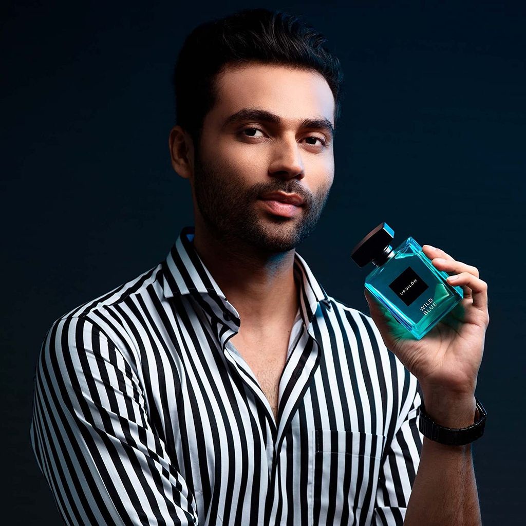 UPSILON Wild Blue Eau De Parfum with Combo of Long-Lasting Pocket Perfumes | Long Lasting Fresh & Powerful Fragrance Spray Travel Friendly Luxury Parfum Scent | Men’s Perfume | 124ml - Pack Of 2