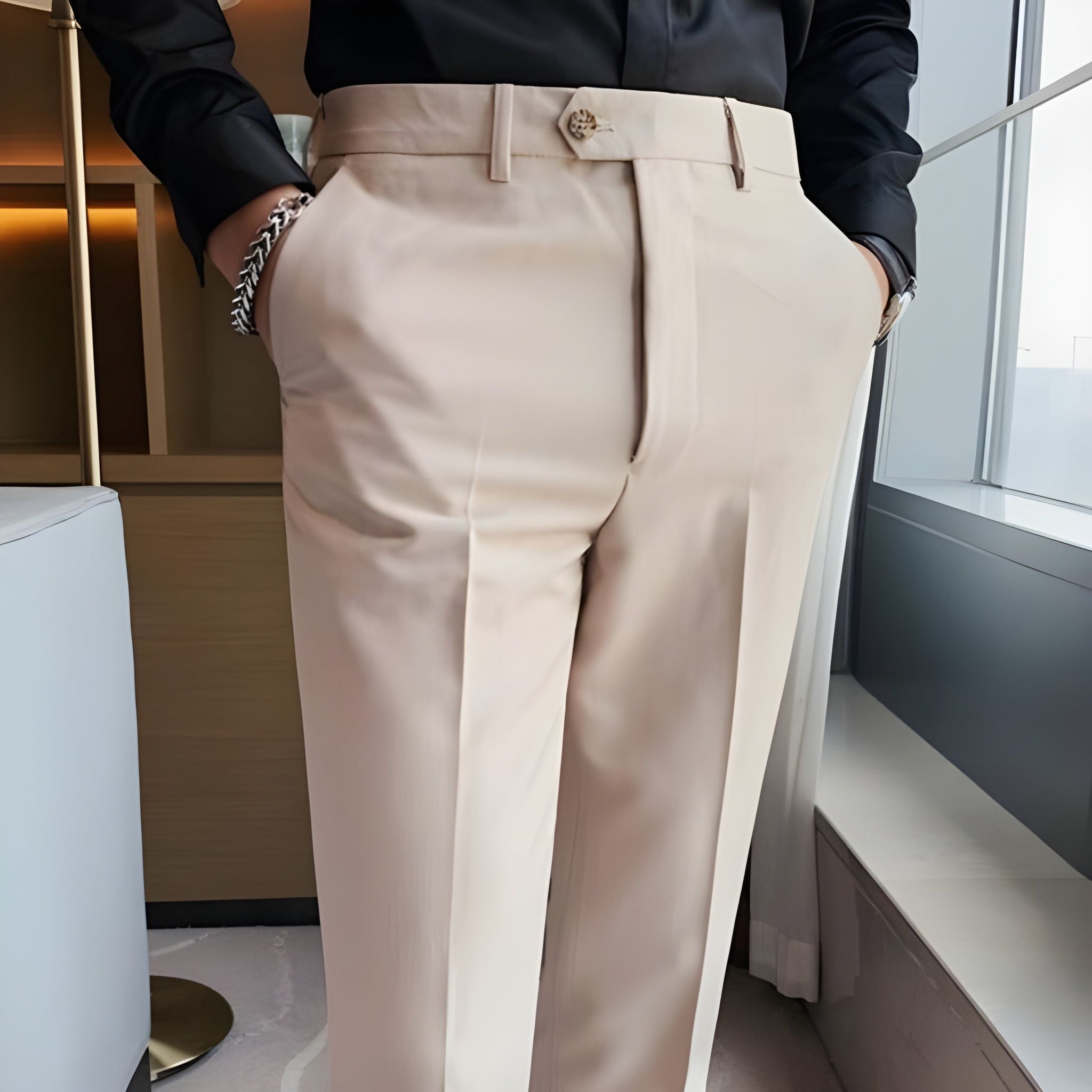 Beige Men Formal Trouser Pants by Italian Vega®-28