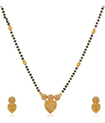 Darshini Designs Gold Plated Heart Shaped Small Size Mangalsutra Set For Women with 18 Inches Long Stylish Mangalsutra Chain