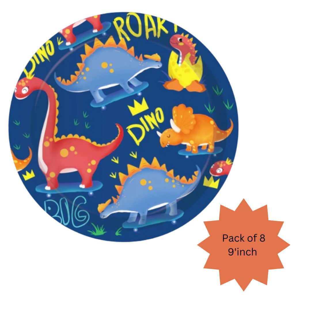 Dinosaur Theme Party Paper Plates - 9 inches - 8PC