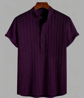 WEBRIC Purple Cotton Blend Men's Shirt Style Kurta ( Pack of 1 )