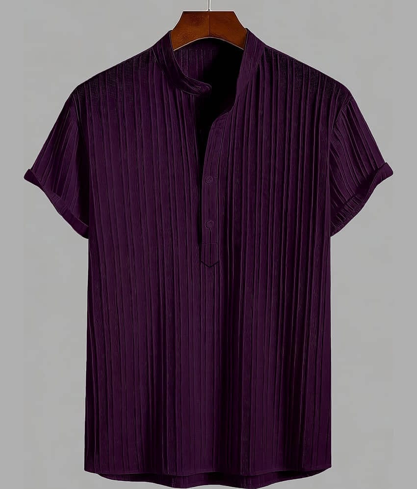 WEBRIC Purple Cotton Blend Men's Shirt Style Kurta ( Pack of 1 )