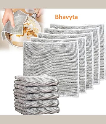 Bhavyta Silver Stainless Steel Scrubber Non-Scratch Wire Dishcloth ( Set of 5 )