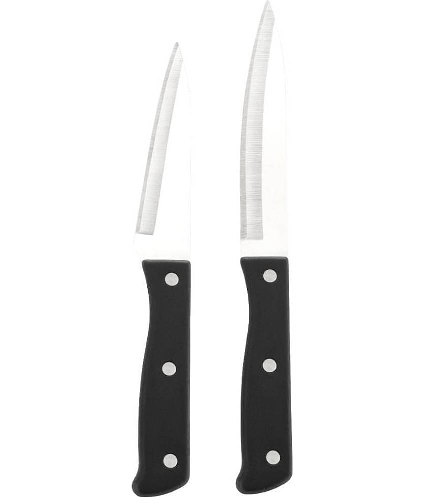 FIT4CHEF Black Stainless Steel Knife Set Blade Length 12 cm ( Pack of 2 )