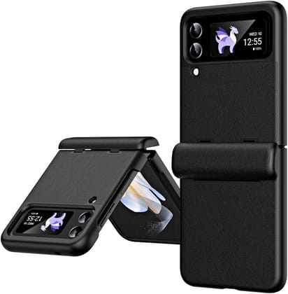 Valente Leather-Textured Protective Case for Samsung Galaxy Z Flip 3/4-Black