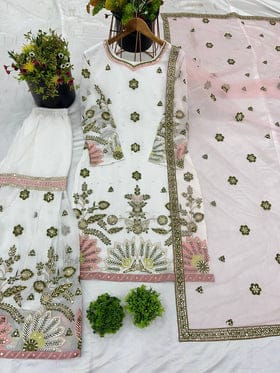 Designer Party Wear Look Top-Plazzo And Dupatta With Heavy Embroidery Work Designer Party Wear Look Top-Plazzo And Dupatta With Heavy Embroidery Work