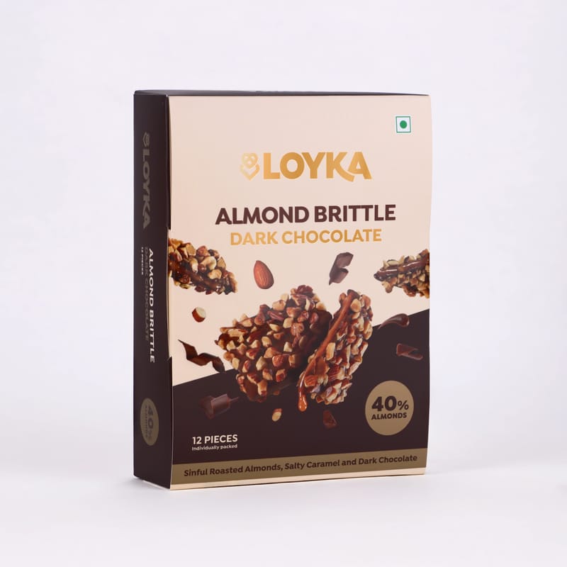 Loyka Almond Brittle (12 Pieces) | Luxe Dark Chocolate Coated | Premium Gifting