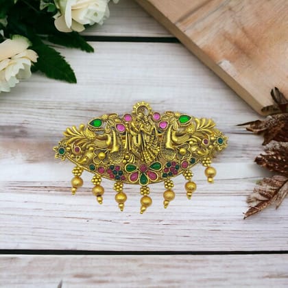 Matte Gold Plated Temple Design Hair Clip/Hair Barrette