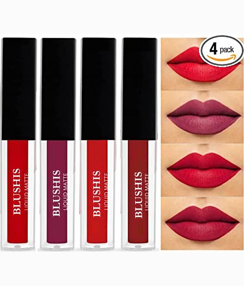 BLUSHIS Smudgeproof Multicolor Matte Lipstick (Pack of 4)