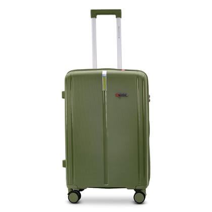 AMERICAN TRAVELLER Tokyo Polypropylene Luggage Trolley Bag Single Large | TSA-Type Lock, 360 degree Spinner Wheels, Durable Hard Shell Suitcase for Travel (1, Green, L (28))