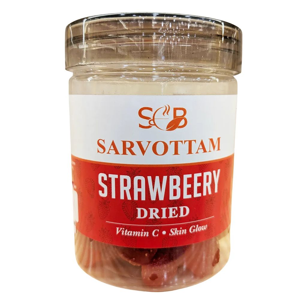 Sarvottam Premium Dried Strawberries 250g Box | Sweet & Juicy Fruit Snack | Rich in Vitamin C & Antioxidants | Healthy Fiber-Rich Dry Fruit Treat