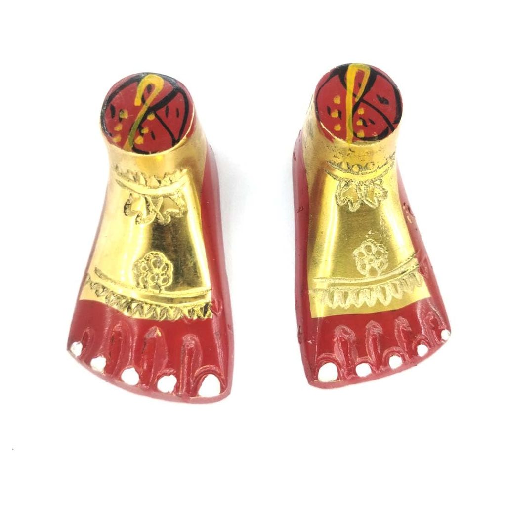 MAYAPURI Pital Tara Pith/Jay Bhavani Brass Feet, Maa Kali Charan, Brass (1 Pair) - Pooja Needs | Buy online on ZillyBuy