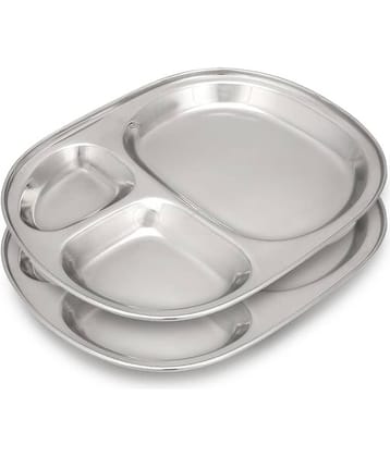 Dynore 6 Pcs Stainless Steel Silver Partition Plate