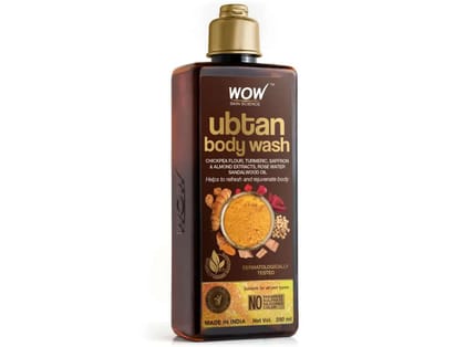 WOW Ubtan Body Wash With Chickpea Flour, Almond Extract, Saffron & Turmeric Extracts - 250ml