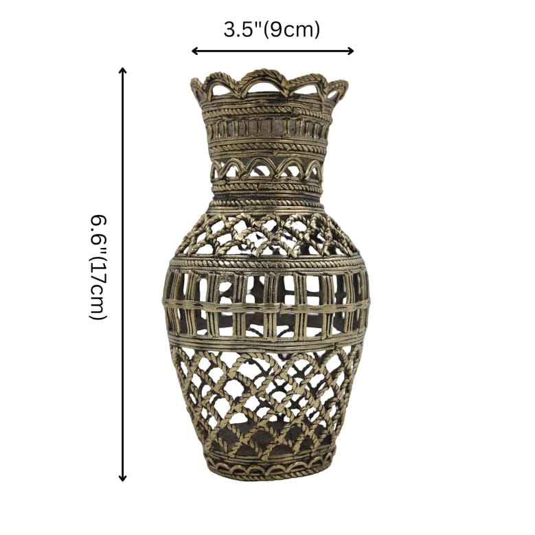 Dhokra Art Brass flower vase