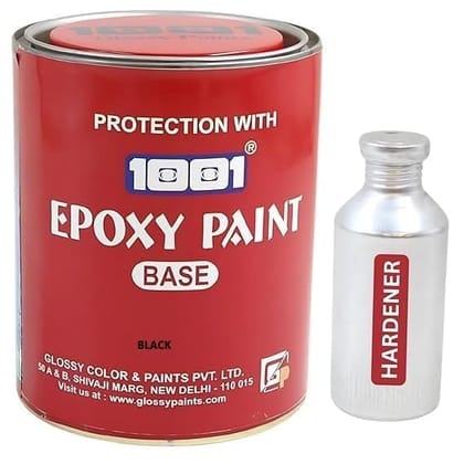 1001 Epoxy Paint HB Coating 2 Pack System | Heavy-Build Epoxy Paint for Tanks, Machinery, Kitchen, Garage Floor, Labs, Hospitals, Cemented Surfaces & More | Superior Glossy Finish  BLACK (1 L)