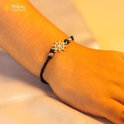 925 sterling silver handmade round chakra design nazarbattu unisex kids bracelet & baby/ girl's anklet nb106