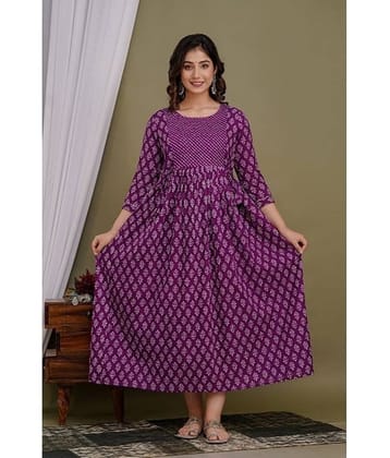 Nevisha Style Purple Cotton Maternity Kurta