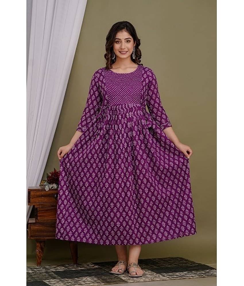 Nevisha Style Purple Cotton Maternity Kurta