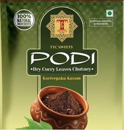 TTC Sweets Podi Dry Curry Leaves Chutney (Karivepaku Karam) | 100% Natural Ingredients | Traditional South Indian Condiment