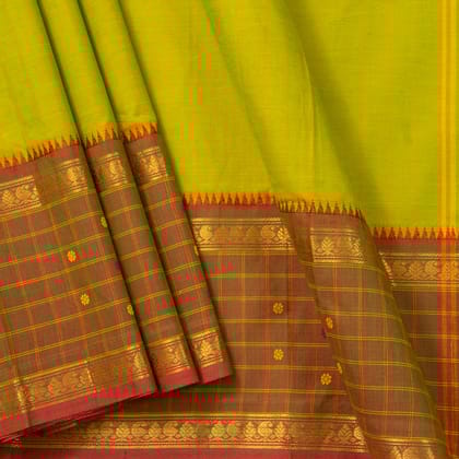 Green And Pink Kanchi Cotton Saree PV MM KC 283