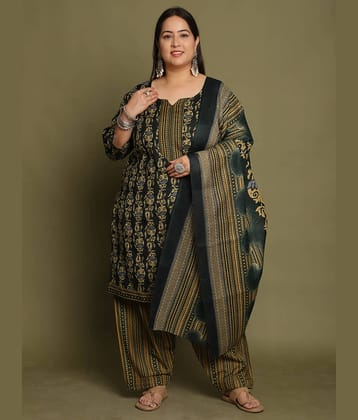 Rajnandini Cotton Blend Printed Kurti With Pants Women's Stitched Salwar Suit - Green ( Pack of 1 )