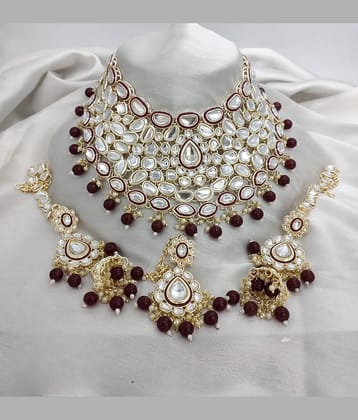 Padmavati Bangles White Alloy Necklace Set ( Pack of 1 )