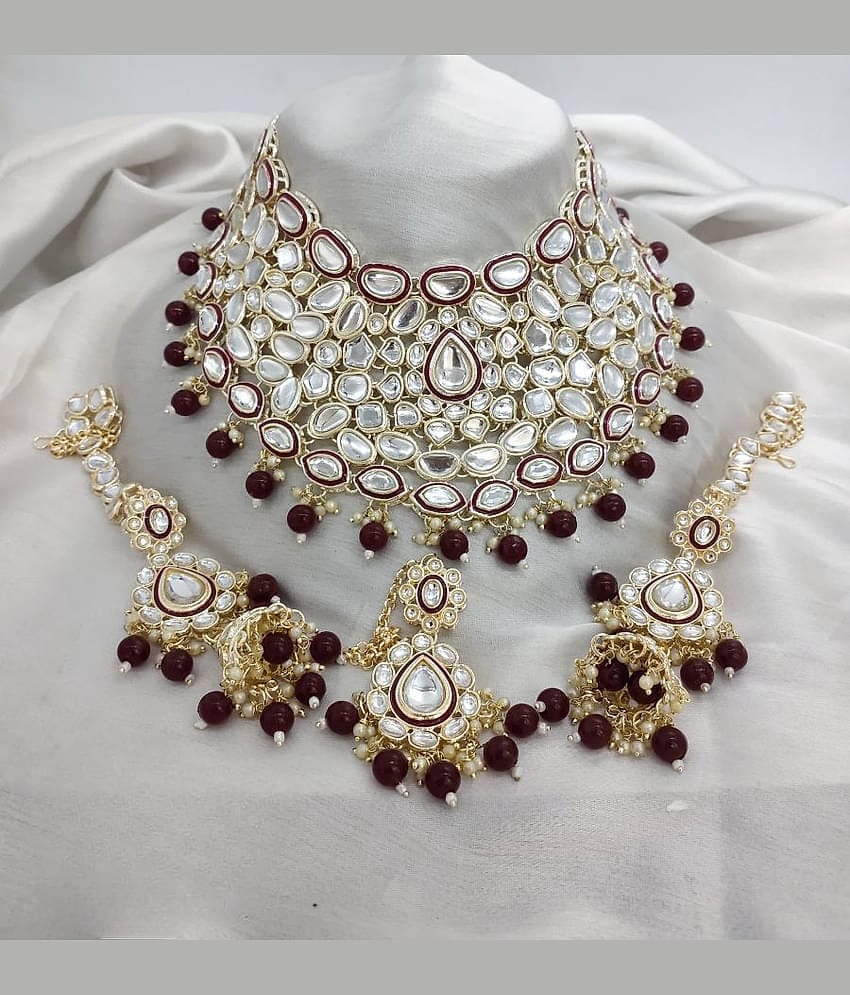 Padmavati Bangles White Alloy Necklace Set ( Pack of 1 )